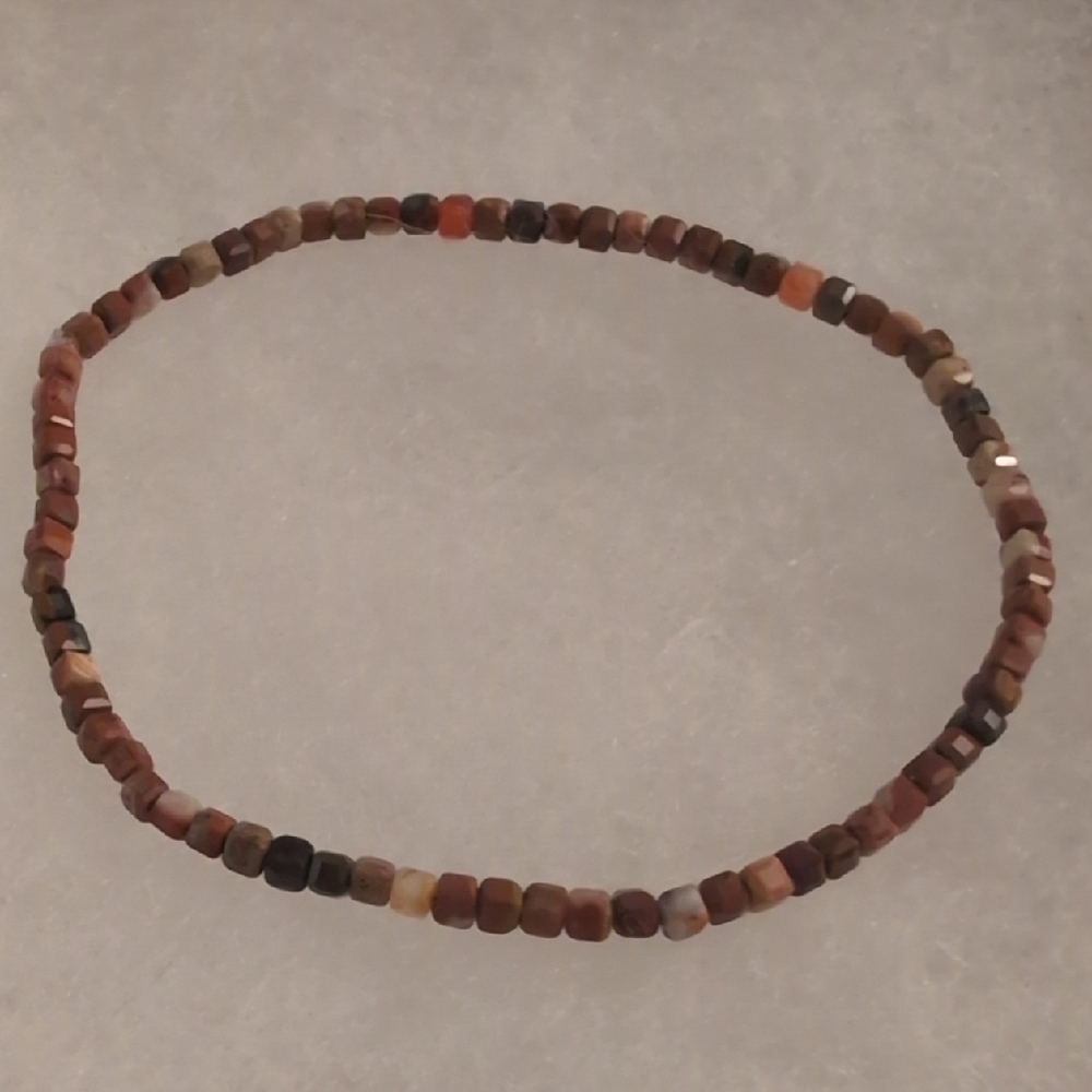 Red Brecciated Jasper Cube Stretch Bracelet